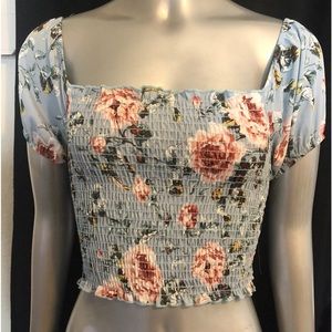 Blue Floral Crop Top